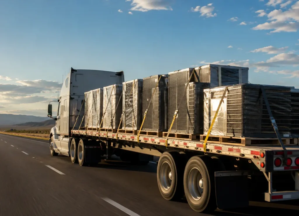 Freight truck shipping HVAC equipment nationwide